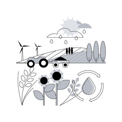 Regenerative agriculture abstract concept vector illustration. Conservation and rehabilitation farming system, increasing ecological biodiversity, water cycle improvement abstract metaphor.