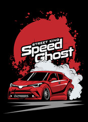 super car drift extreme competition , t-shirt design illustration