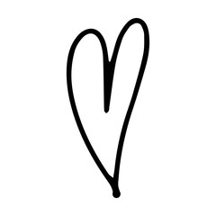 Hand drawn heart symbol love icon romantic trendy doodle art for decoration element in a glyph pictogram illustration