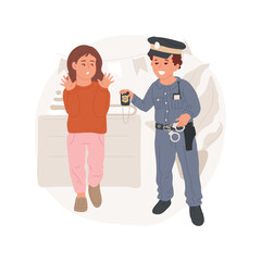 Police detective game isolated cartoon vector illustration. Children role-play, kid pretending police detective, solving crime game, kid wearing police uniform, showing a badge vector cartoon.