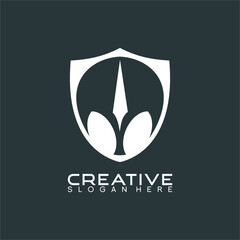 Abstract alien design logo vector with shield concept.