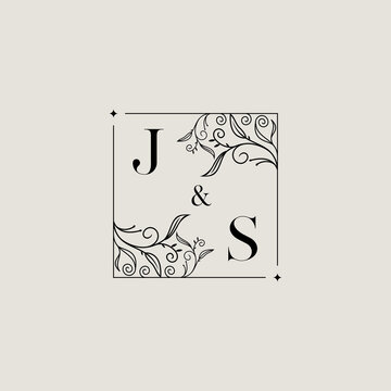 JS floral square wedding initial logo design which is good for branding