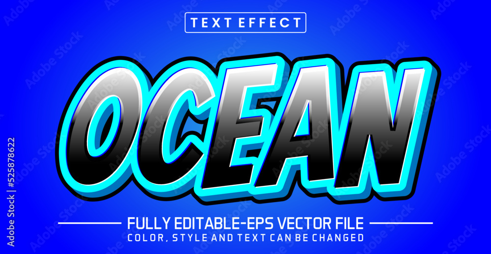 Poster ocean text style effect. editable text effect.