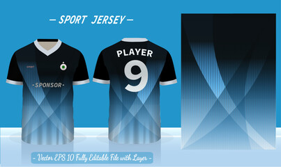 T-shirt sport design template. Abstract pattern v neck Football jersey concept with front and back view for Soccer, Cricket, Volleyball, Rugby, tennis, badminton uniform kit.