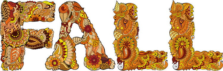 Autumn T-shirt decoration print with text Fall. PNG letters with transparent background