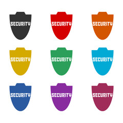 Security shield. Safety system. Guard symbol. Set icons colorful