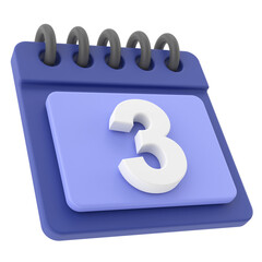 3rd. Third day of month. 3D calendar icon.