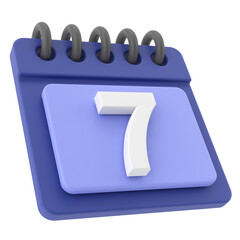 7th. Seventh day of month. 3D calendar icon.