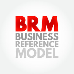 BRM Business Reference Model - concentrating on the functional and organizational aspects of the core business of an enterprise, service organization or government agency, acronym text concept
