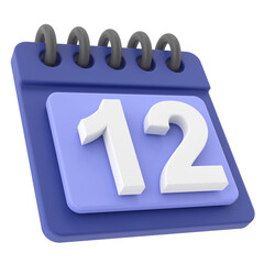 12th. Twelfth day of month. 3D calendar icon.