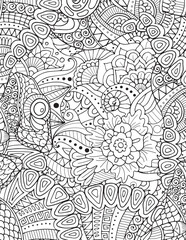 Zentangle floral pattern. Vintage texture. Lineart background
