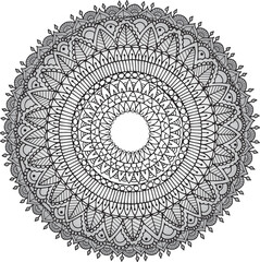 Zentangle oriental monochrome mandala. Adult relaxing  coloring book page. Circular pattern 