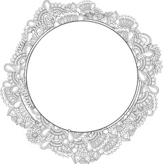 Hand drawn floral frame. Floral abstract circle frame for wedding decoration