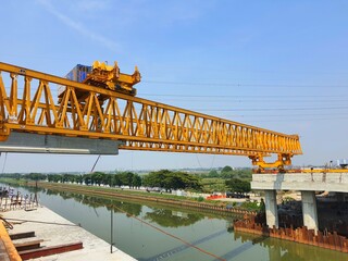 This is the steel structure of a launcher gantry that will be used for erection precast concrete I...