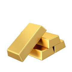 Gold bars. Gold bullion. Gold ingot. 3D element.