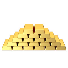 Gold bars. Gold bullion. Gold ingot. 3D element.