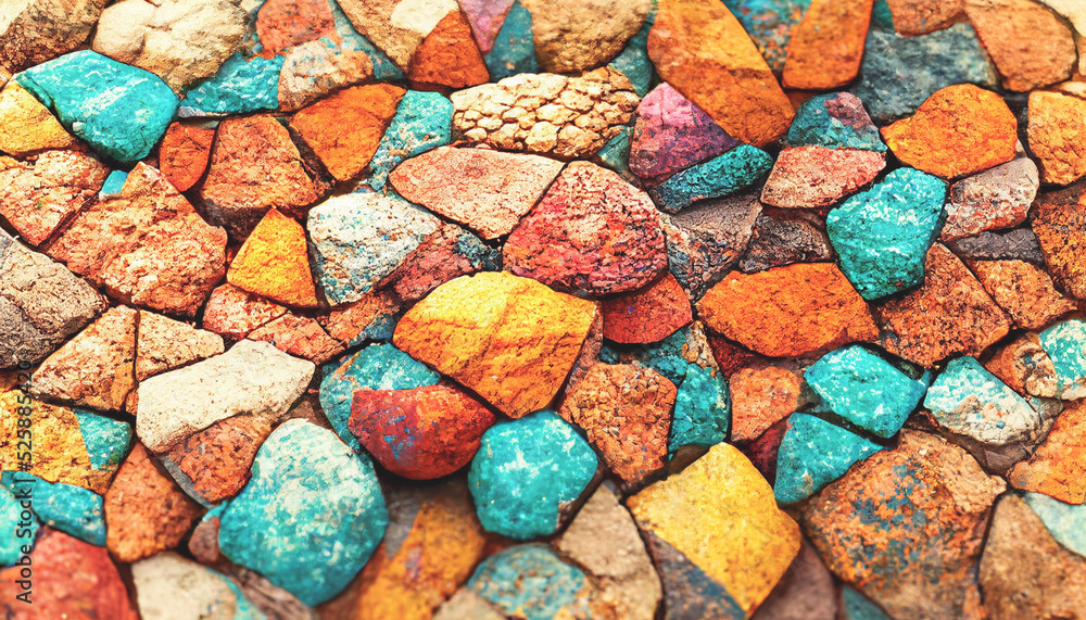 Aufkleber 3d render abstract colorful stone texture background series design