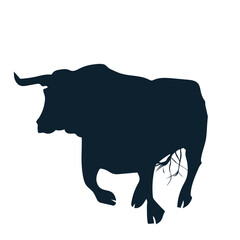 Brave bull in silhouette illustration
