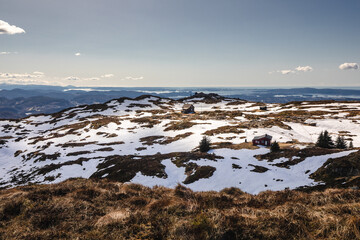 Mountains near Bergen with a great views to this city. Last snow in april