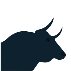 Spanish fighting bull head in silhouette illustration.