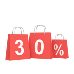 3D thirty percent off. 30% off. Sale banner decoration.