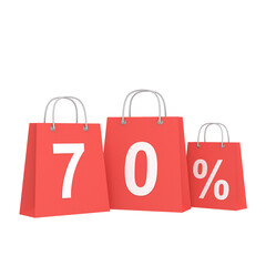 3D seventy percent off. 70% off. Sale banner decoration.