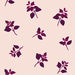 Branch of basil. Trendy pattern with twig. Vector illustration. © Lili Kudrili