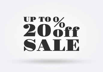 Sale icon. 20 percent price off. Discount tag, label or sign. Promotion sticker design. Business, advertising, marketing badge. Vector illustration.