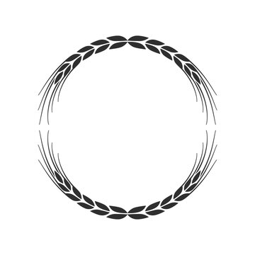 Circle wheat frame or border. Round wreath design. Vector illustration.