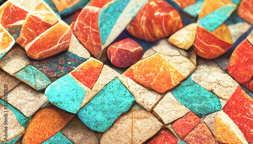 Poster 3d render abstract colorful stone texture background series design