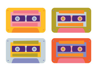 Cassette tape Retro vintage vector illustration on isolated white background