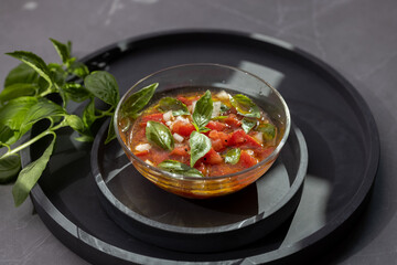 Tomato and Basil Salad in the Sunlight