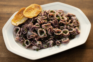 Marinated calamari salad