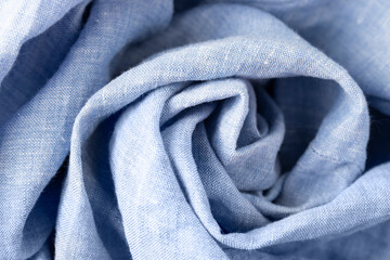 Blue background. Texture of fabric. Linen.