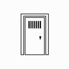 Closed Door Icon. Jail or Prison Sign. No Access Symbol - Vector.