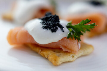 Smoked salmon hors d'oeuvre with caviar