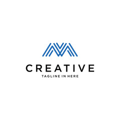Geometric MM Logo Modern Luxury Monogram in Blue for Tech, Finance & Consulting Branding
