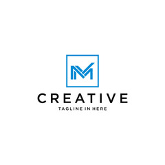 creative letter MM logo design vector with geometric concept