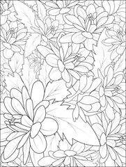 dahlia flower coloring page flower blossom flowers and branch vector illustration. hand Drawing vector  clip art botanical, background design