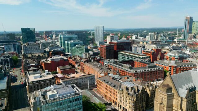 Aerial view over Manchester Deansgate - drone photography