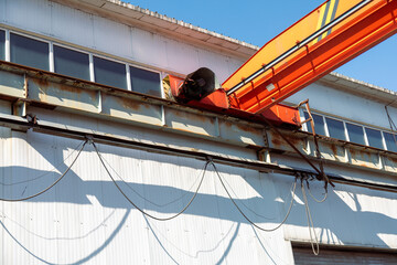 Closeup of gantry crane parts