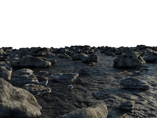 Rocky Foreground Floor with Perspective, Transparent Background PNG
