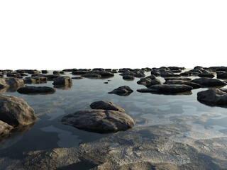 Obraz premium Rocky Foreground Floor with Perspective, Transparent Background PNG 