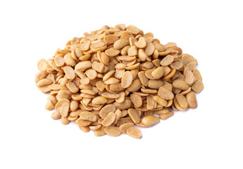 Fried soy beans snack isolated over white background