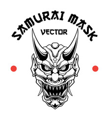 Line art vector of samurai mask illustration design