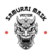 Line art vector of samurai mask illustration design