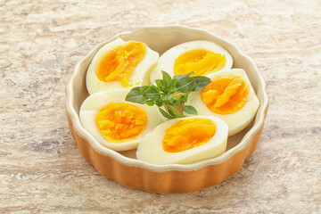 Boiled chicken egg for breakfast