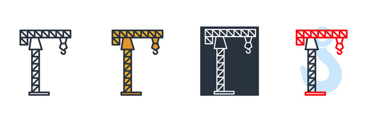 tower crane icon logo vector illustration. tower crane symbol template for graphic and web design collection