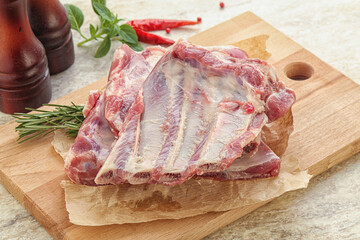 Raw pork ribs for cooking