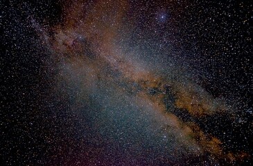 starry night sky over the Alpine region. night sky from a photographic expedition
